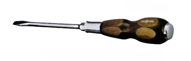 Nepros ND3M-055 - Wooden-Grip Slotted Screwdriver 5.5mm x 0.8mm 
